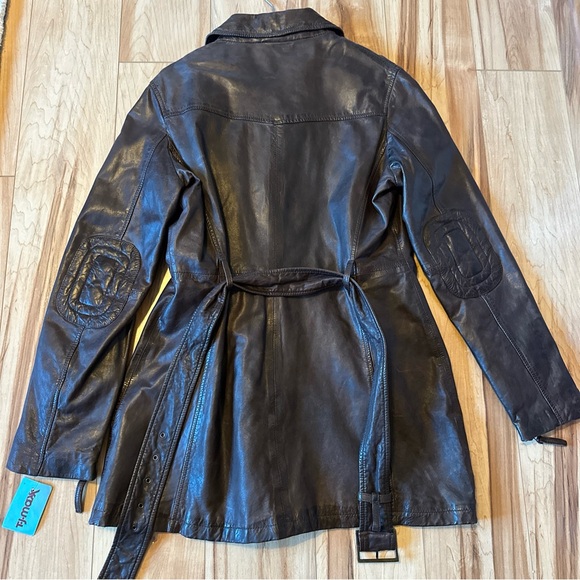 Bod Christensen Genuine Leather Women’s Mid Length Brown Jacket Size M NWT - Picture 14 of 16